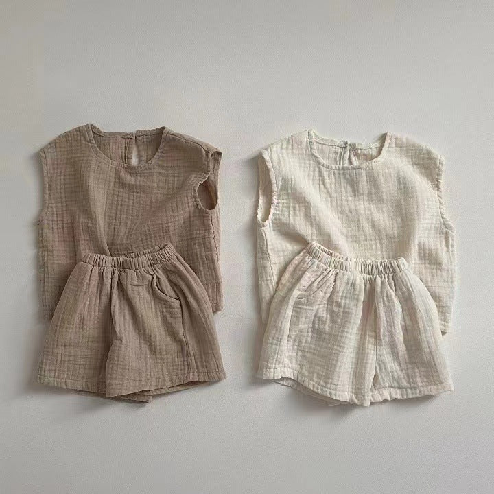 Atmungsaktives Weste- und Shorts-Set für Kinder, bequemes zweiteiliges Set