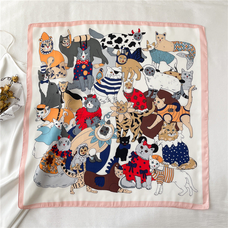 Animal Print Silk Square Scarf