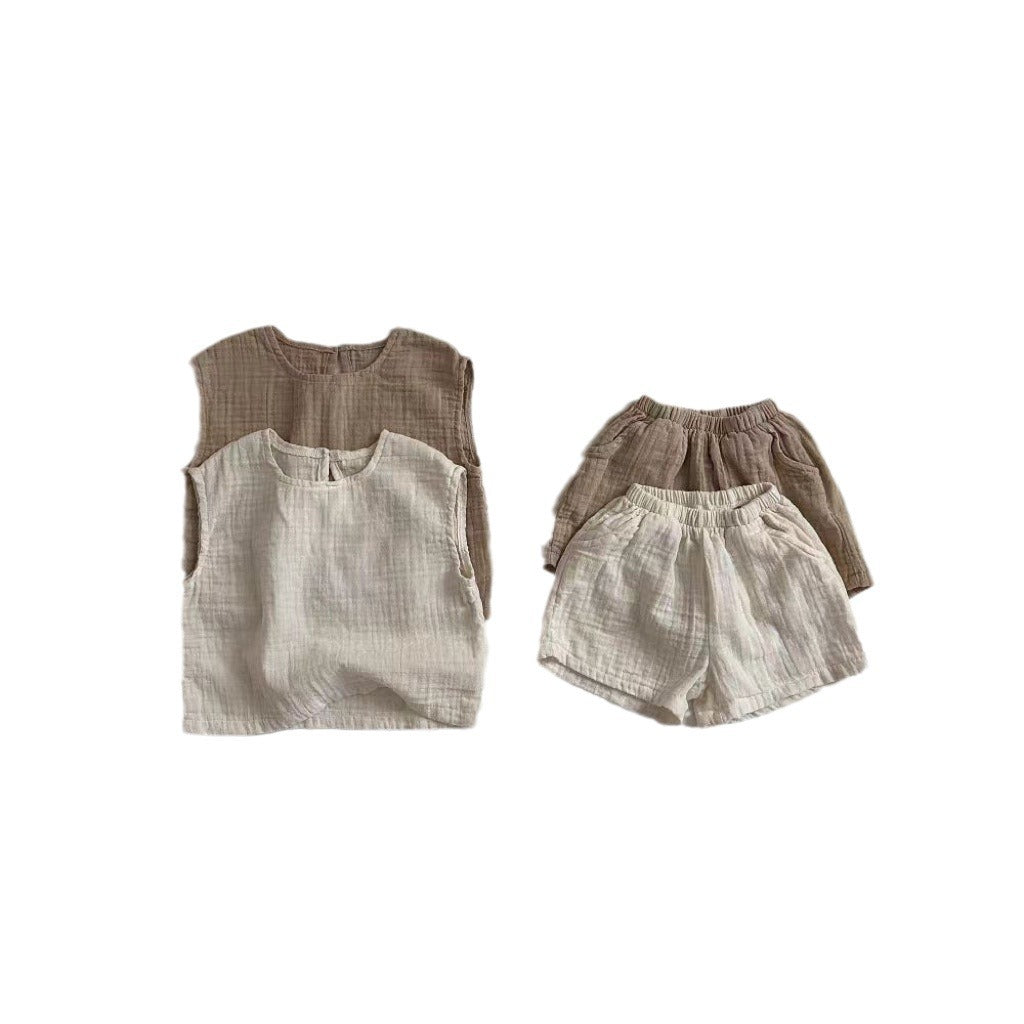 Atmungsaktives Weste- und Shorts-Set für Kinder, bequemes zweiteiliges Set