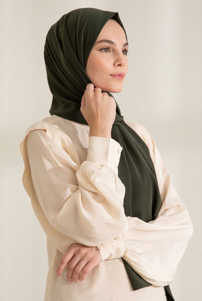 Premium Turkish Medina Silk Hijab | Khaki