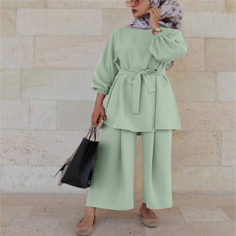 Zweiteiliges, schlichtes Outfit-Set, Hijab-Kleid im türkischen Stil