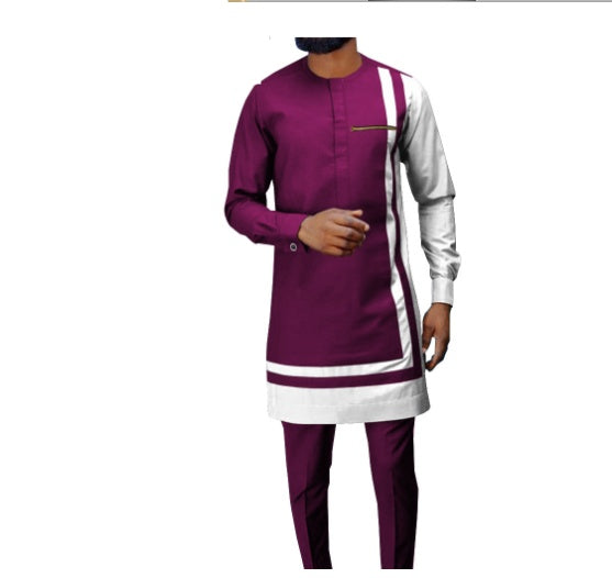 African Men’s Casual Suit Ethnic Print Modest Cotton Suit - Picture color2.11 / 2XL - Men’s Suit