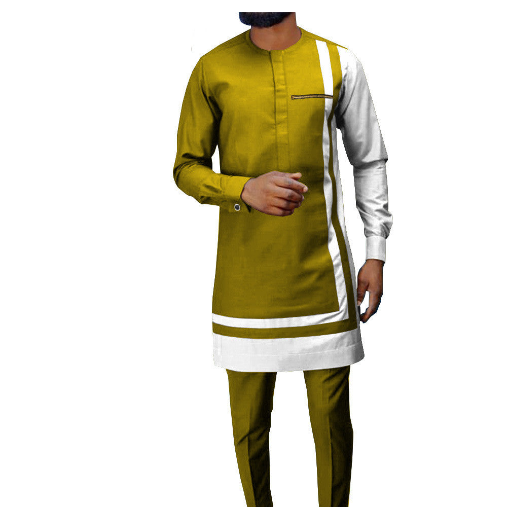 African Men’s Casual Suit Ethnic Print Modest Cotton Suit - Picture color4.11 / 2XL - Men’s Suit