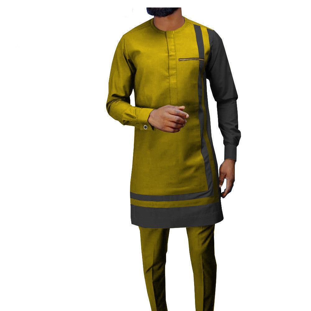 African Men’s Casual Suit Ethnic Print Modest Cotton Suit - Picture color4.12 / 2XL - Men’s Suit