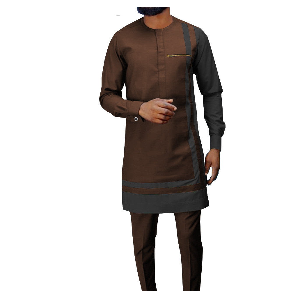 African Men’s Casual Suit Ethnic Print Modest Cotton Suit - Picture color6.12 / 2XL - Men’s Suit