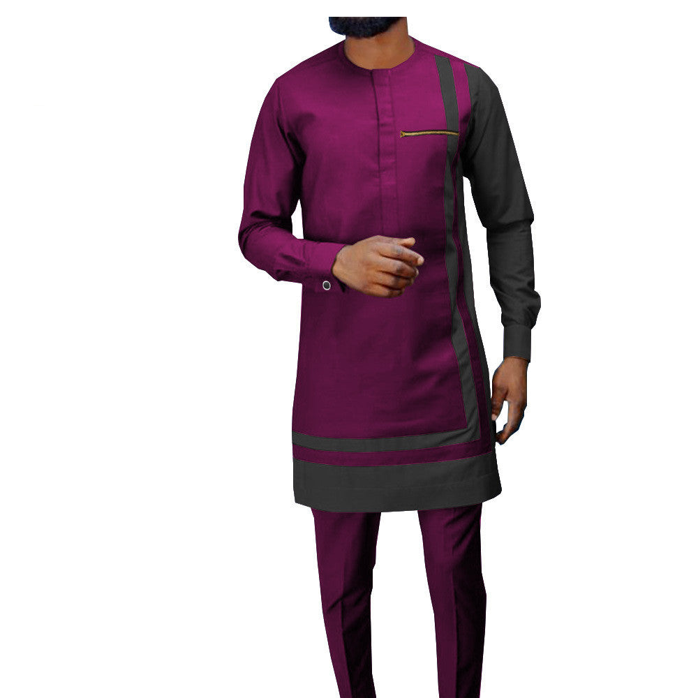 African Men’s Casual Suit Ethnic Print Modest Cotton Suit - Picture color2.12 / 2XL - Men’s Suit