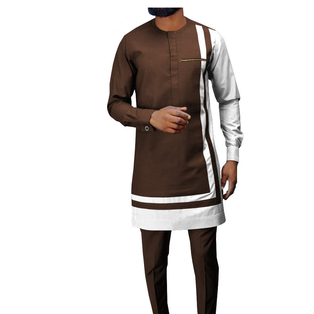 African Men’s Casual Suit Ethnic Print Modest Cotton Suit - Picture color6.11 / 2XL - Men’s Suit