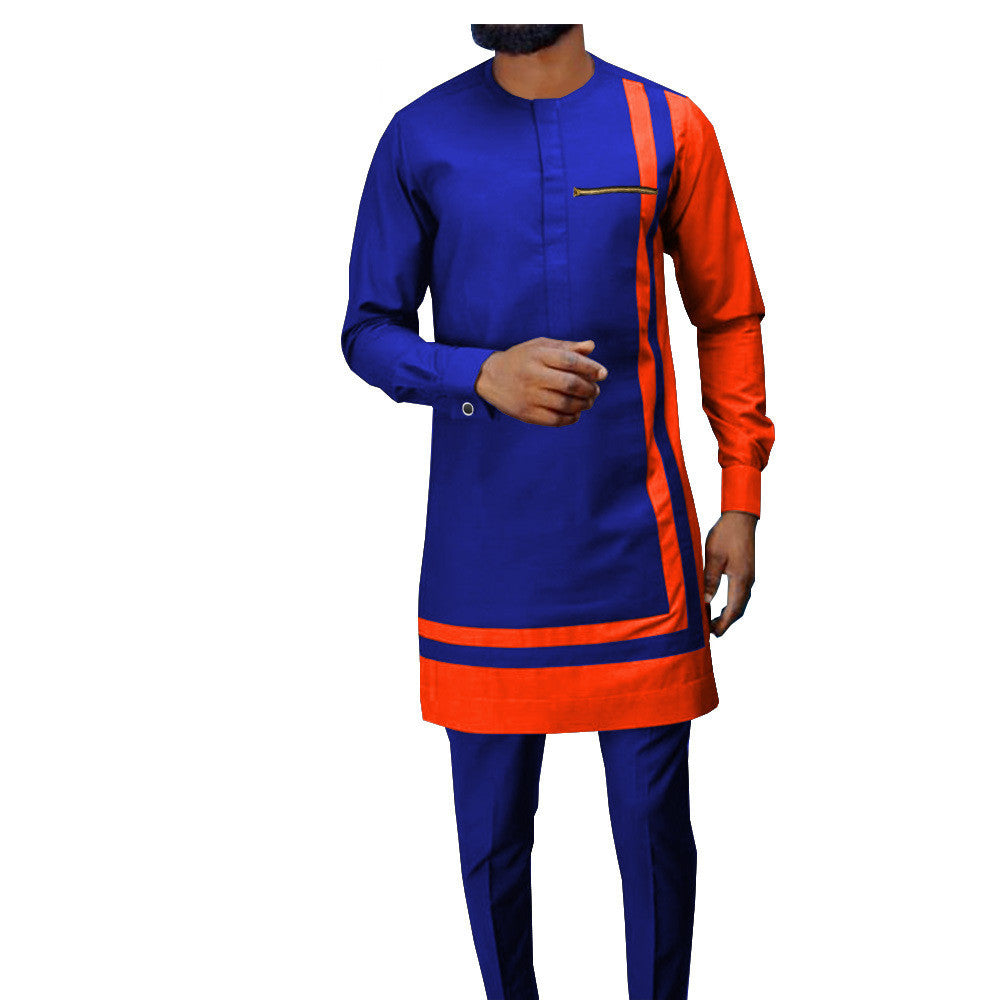 African Men’s Casual Suit Ethnic Print Modest Cotton Suit - Picture color1.5 / 2XL - Men’s Suit