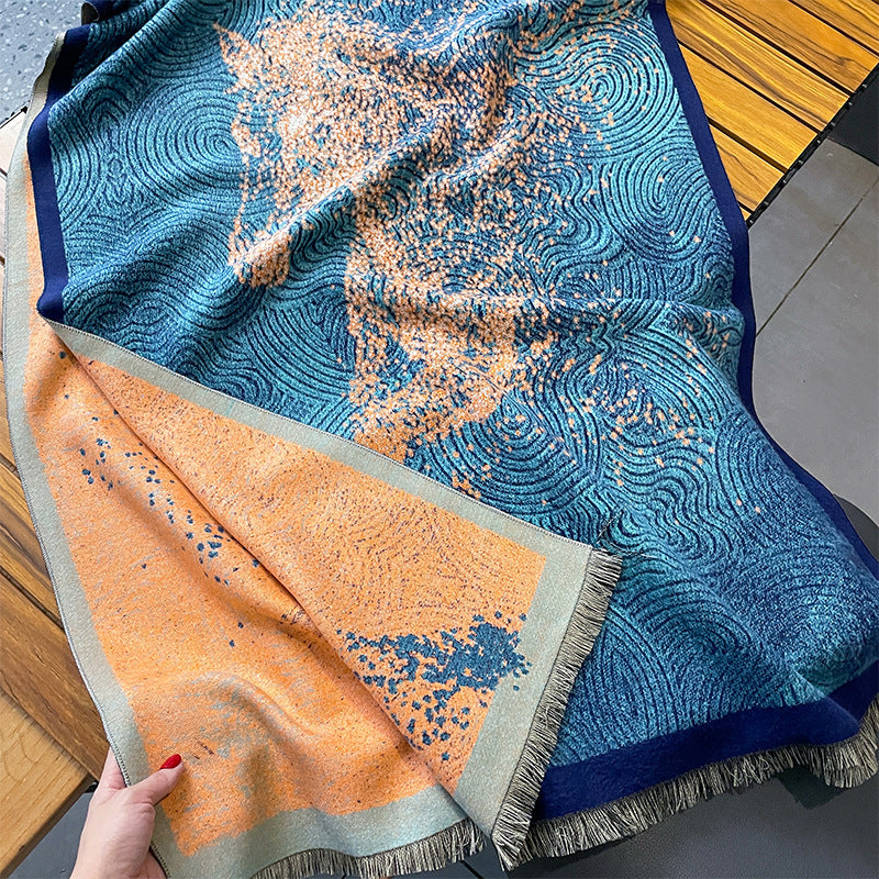 Artificial Cashmere Scarf - Peacock Blue / 185cm - Shawl