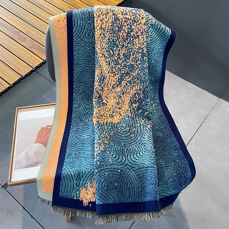 Artificial Cashmere Scarf - Peacock Blue / 185cm - Shawl