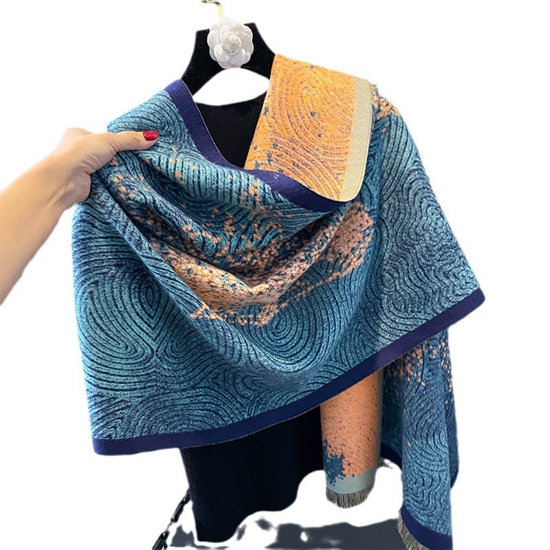 Artificial Cashmere Scarf - Peacock Blue / 185cm - Shawl