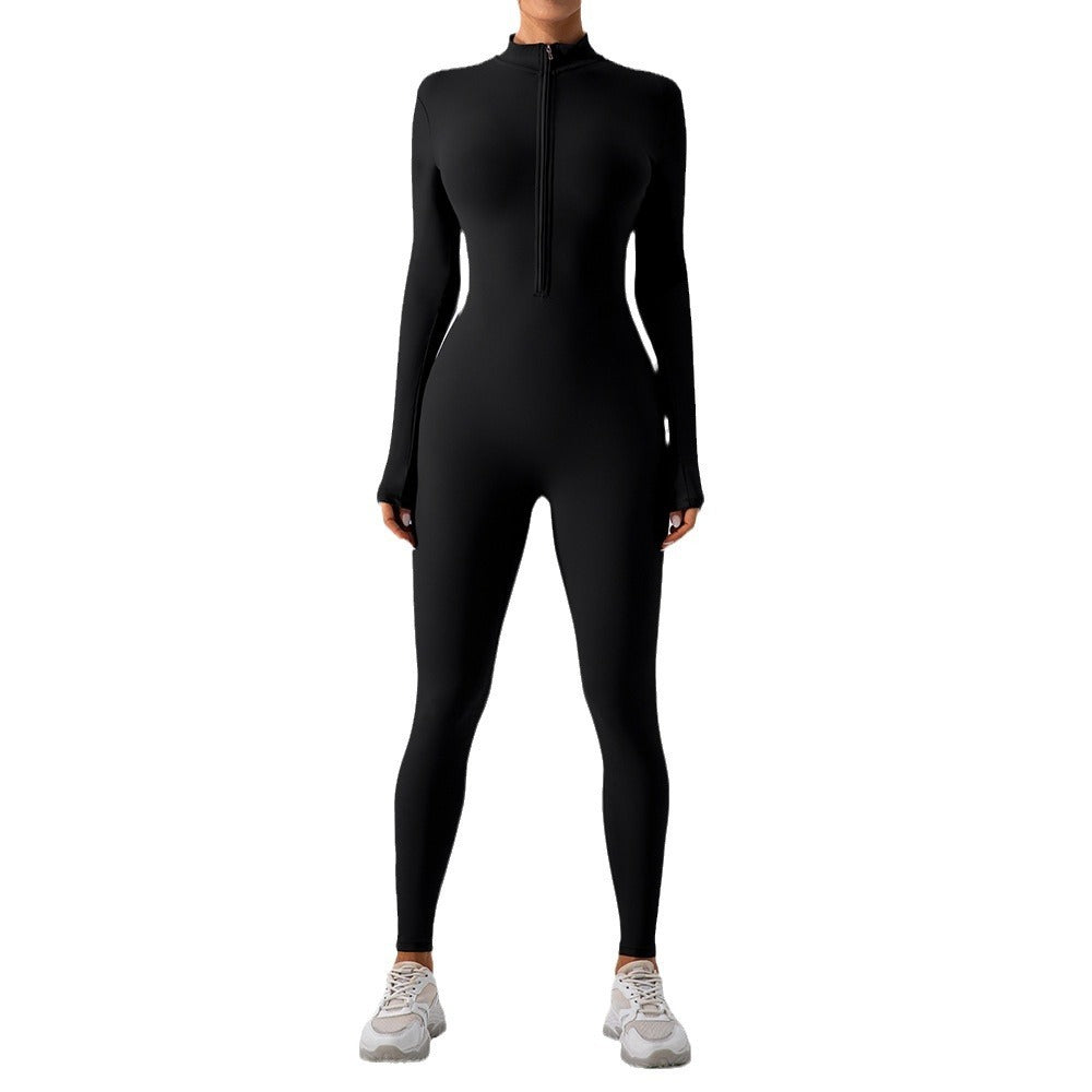 Fleece-lined Long Sleeved Yoga Jumpsuit