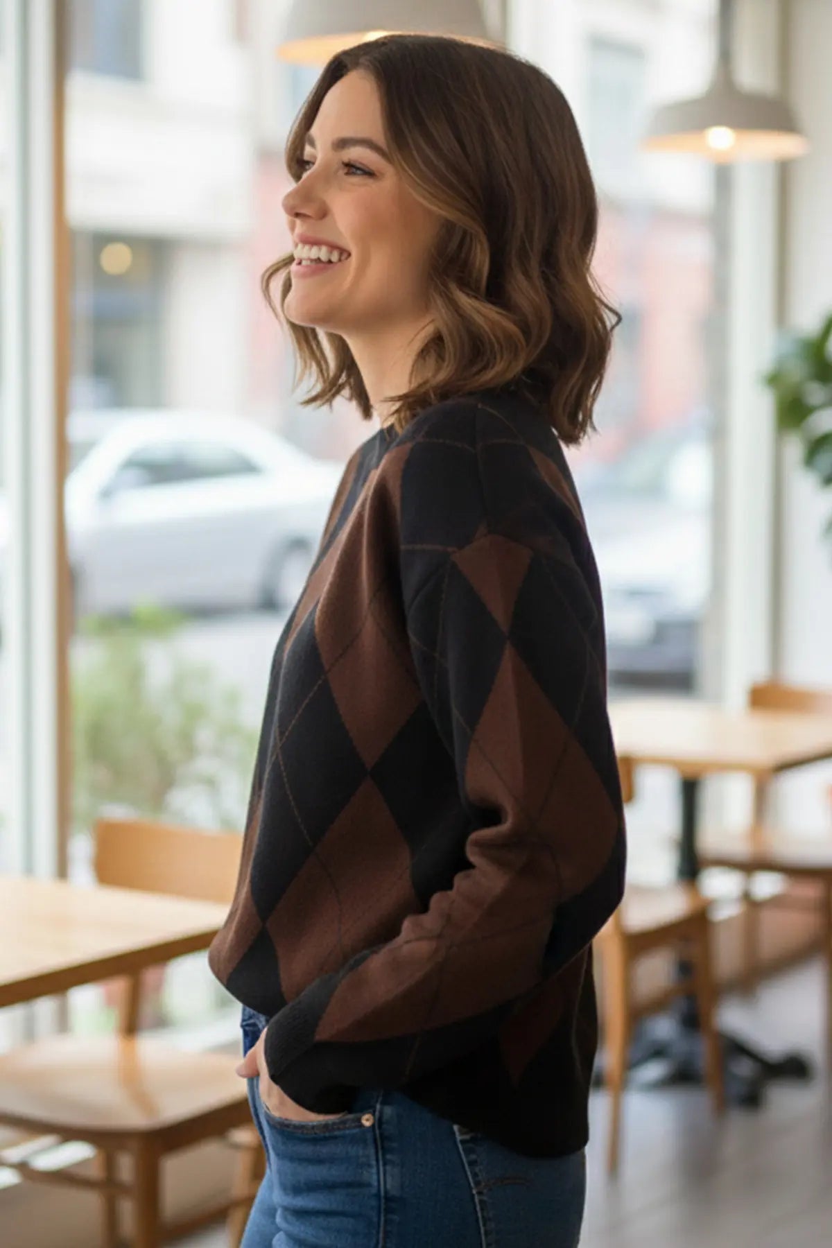 Baklava Patterned Knitted Sweater – NEOMODEST winter collection product image 2