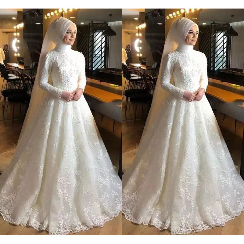 Long Sleeve White Modest Wedding Dress