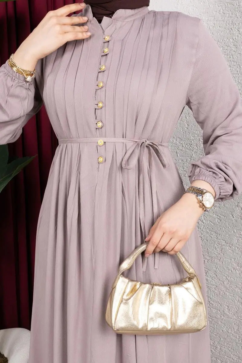 Belmando Dress With Gold Buttons | Vison – NEOMODEST product image 4