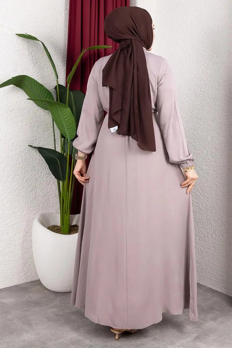 Belmando Dress With Gold Buttons | Vison – NEOMODEST product image 5