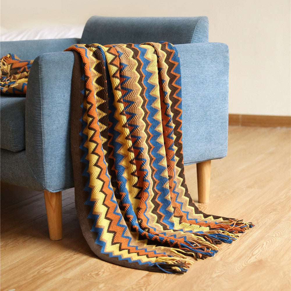 Bohemian Sofa Blanket Cross Border Knitting Blanket Office Nap Blanket - Coffee / 127x152cm - Sofa blankets