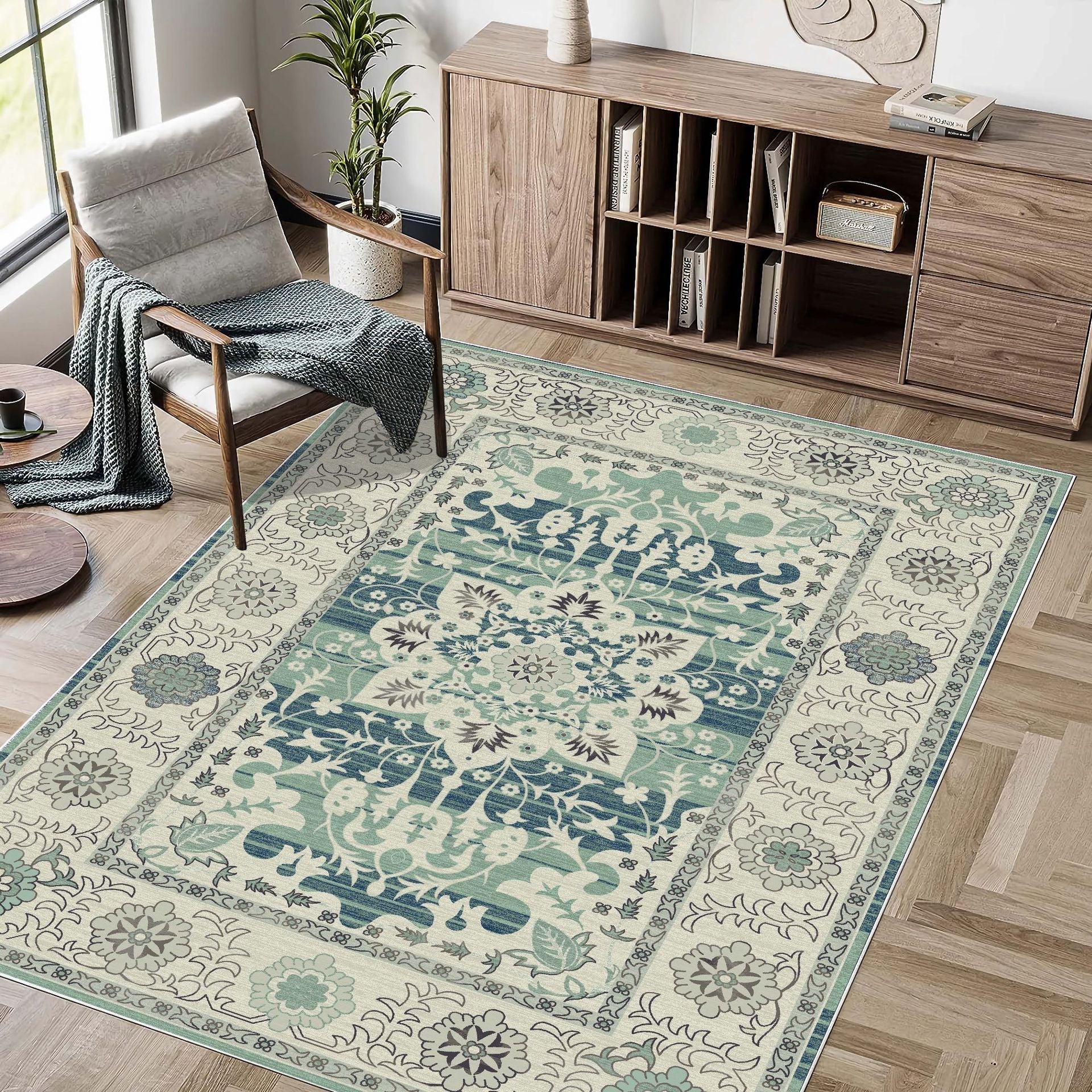 Bohemian Style Washed Cashmere Rug Foldable Living Room Carpet - 1001Color / 120x180CM - Living room carpet