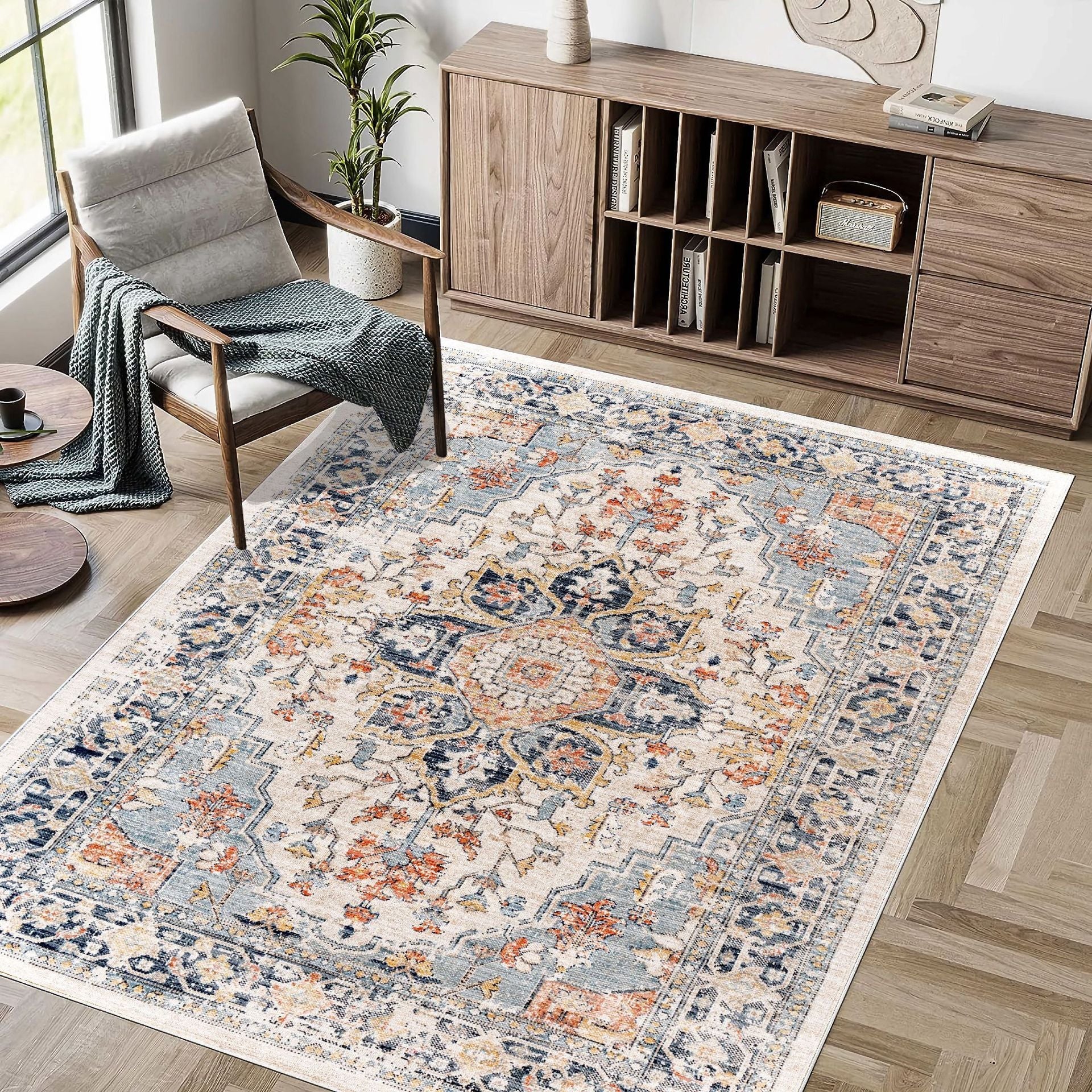 Bohemian Style Washed Cashmere Rug Foldable Living Room Carpet - 1008Color / 120x180CM - Living room carpet