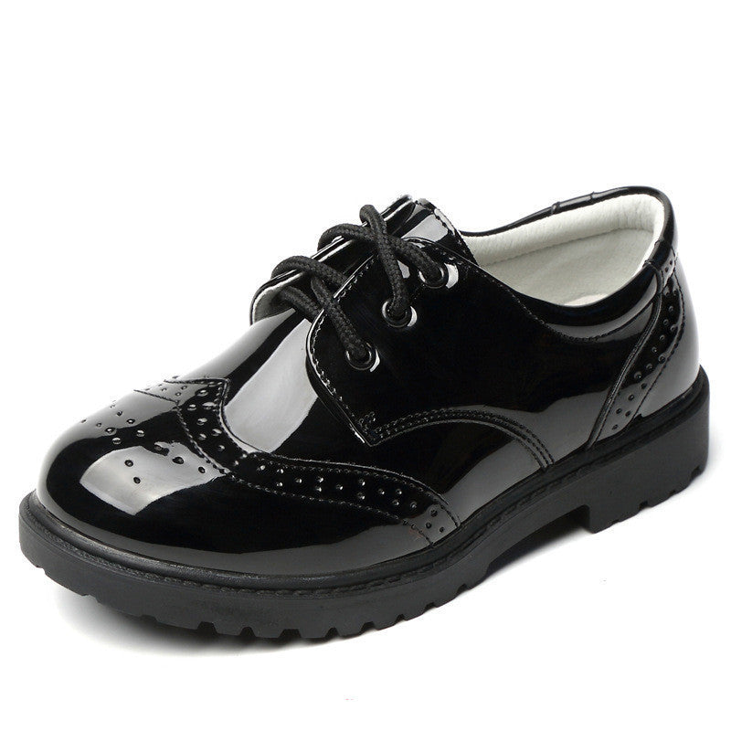Boys Leather Shoes Kids’ Campus Black British Style Shoes - Lace black / 26 - Kids’ shoes