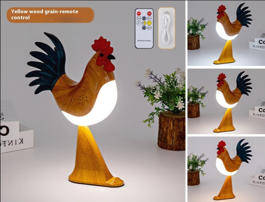 LED Rooster Night Light Touch With Sound Rechargeable Bedside Lamp