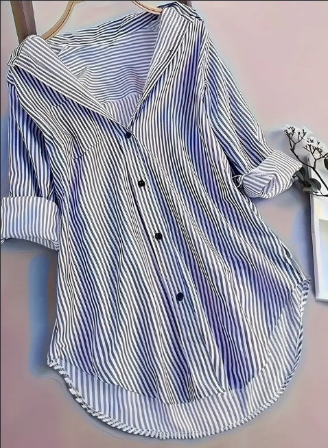 Casual Long Sleeve Blouse For Women - Blue / 2XL - Tunic