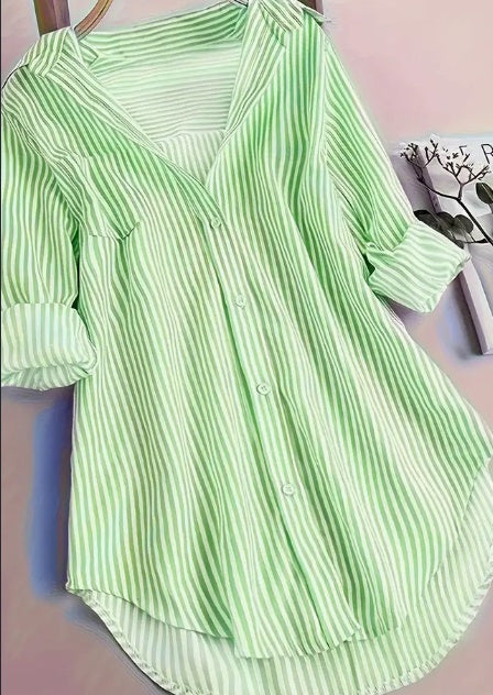 Casual Long Sleeve Blouse For Women - Light Green / 2XL - Tunic