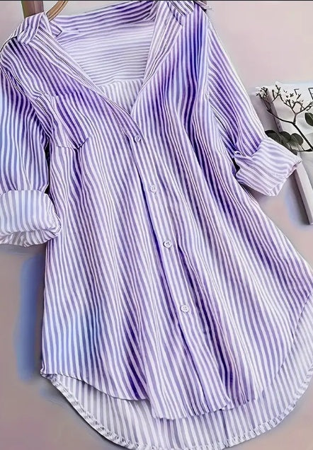 Casual Long Sleeve Blouse For Women - Tunic