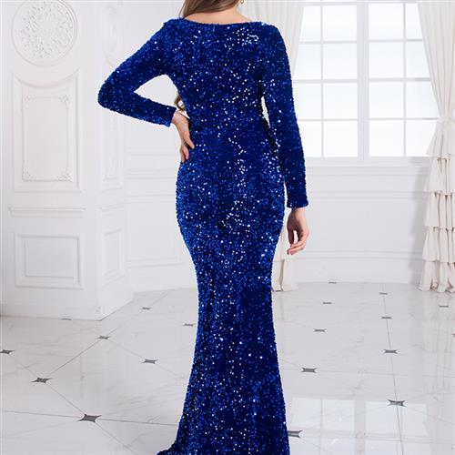 Sequin Royal Blue Evening Dress