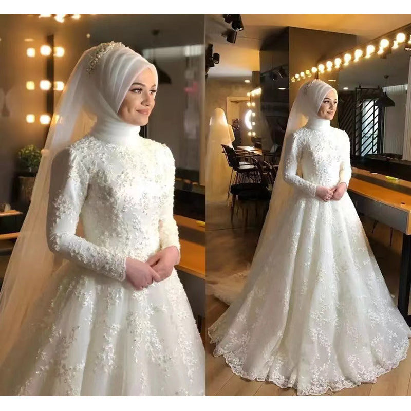 Long Sleeve White Modest Wedding Dress