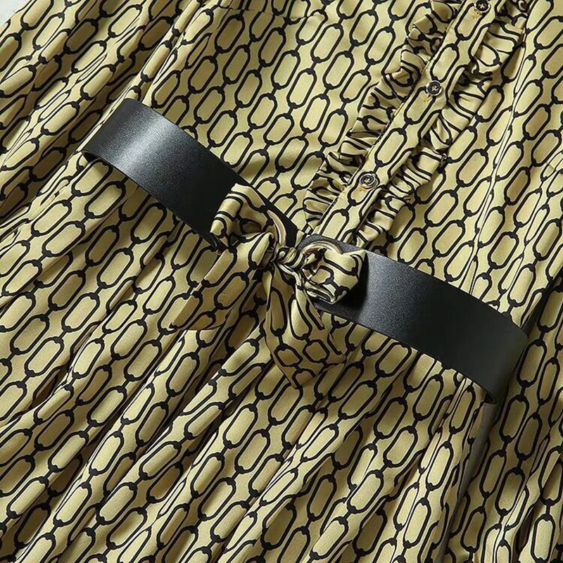 Chain Print Silk Dress Modest Dress