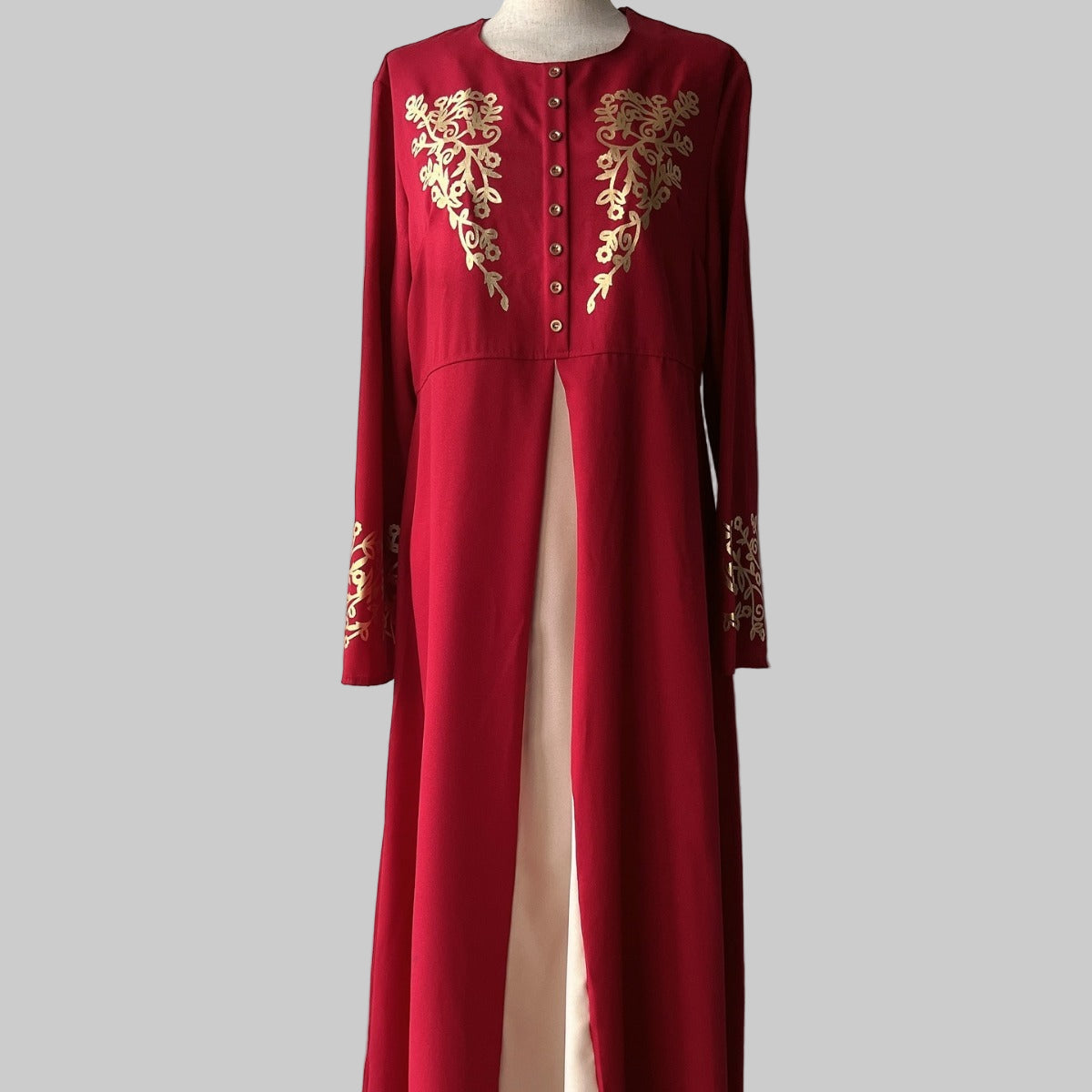 Contrast Colour Slim Fit Gilding Stitching Abaya