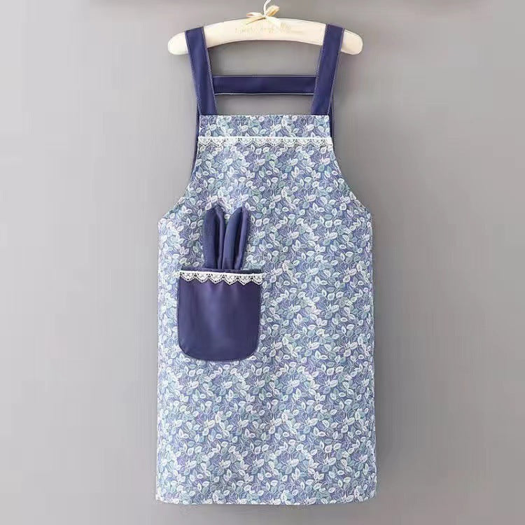 Cute Rabbit Ears Korean Style Cooking Apron - Blue