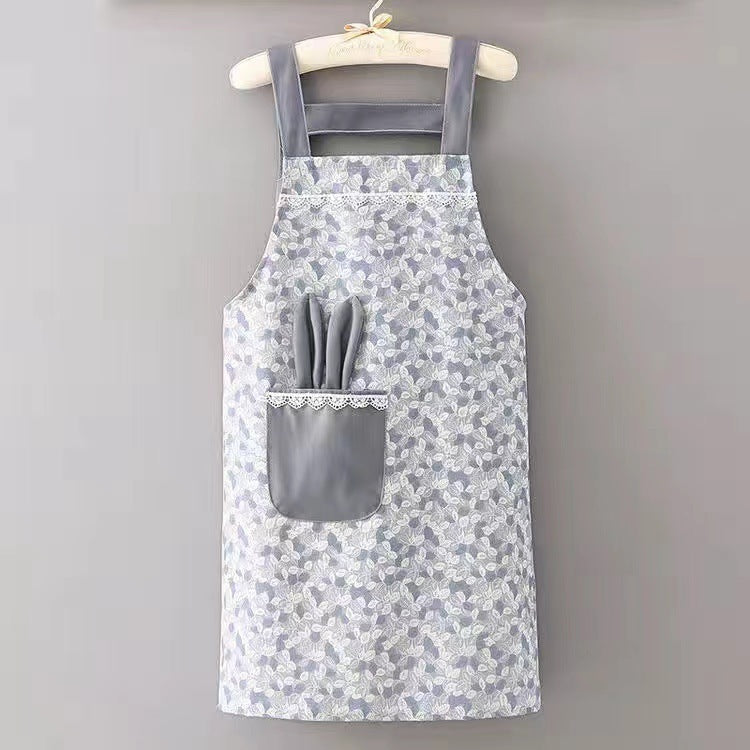 Cute Rabbit Ears Korean Style Cooking Apron - Grey