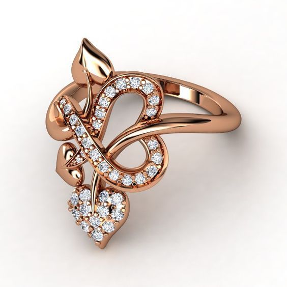 Diamant Pfirsich Herz Roségold Ring
