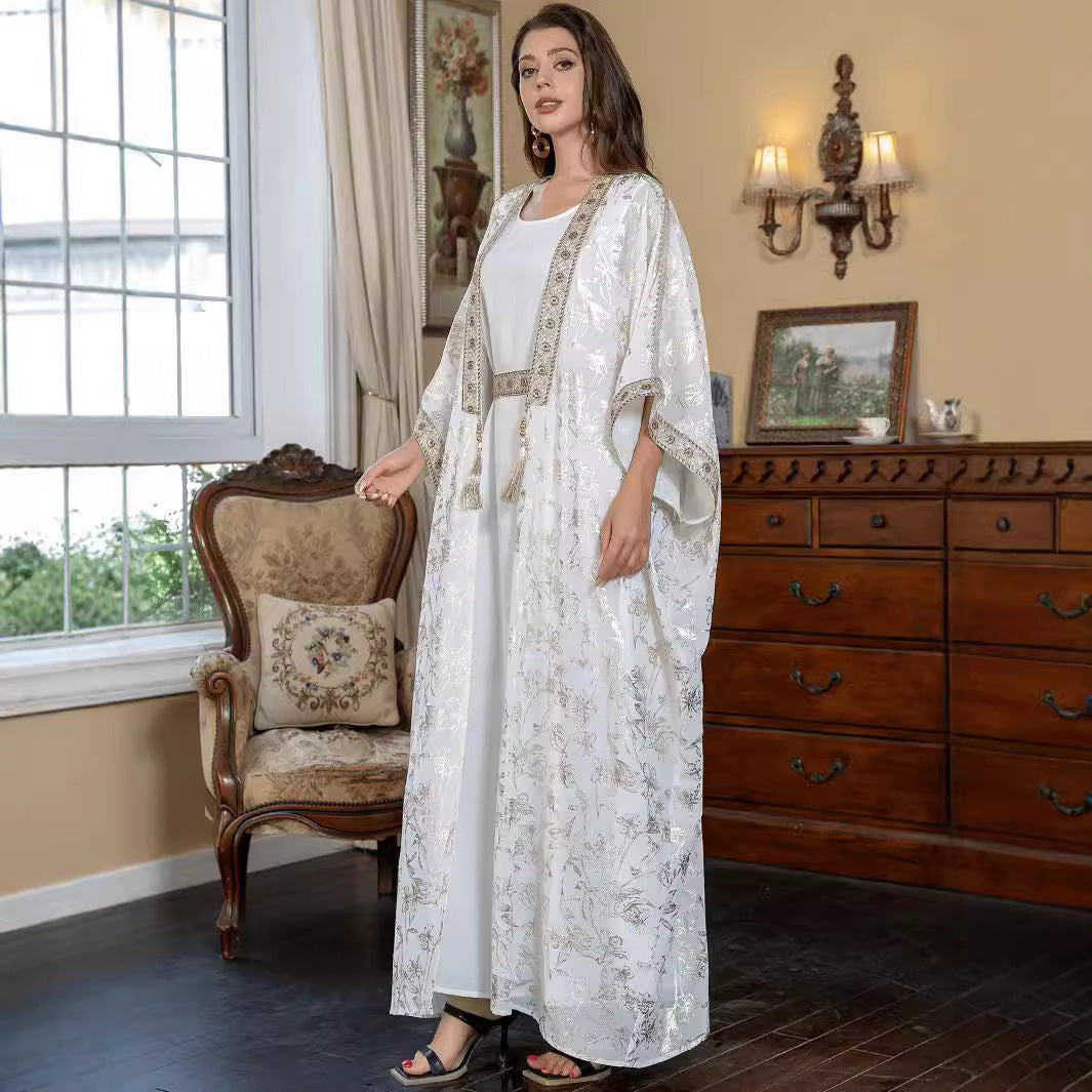 Einteilige Eid-Abaya für muslimische Frauen, bronzierendes Abaya-Gewand