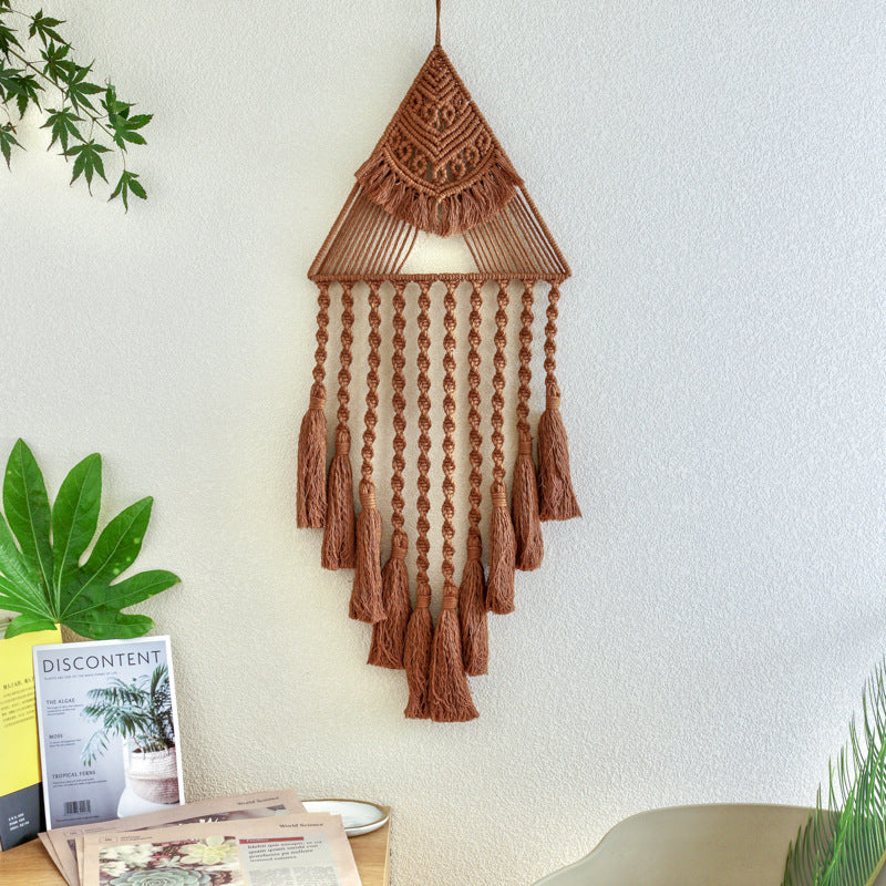 Handwoven Triangle Dream Catcher Pendant, Home Decor