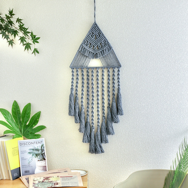 Handwoven Triangle Dream Catcher Pendant, Home Decor