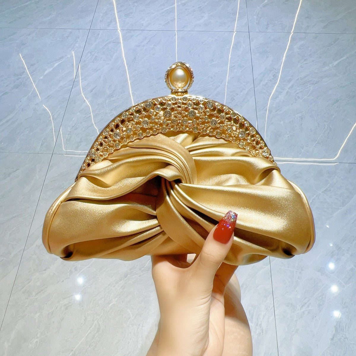 Diamond-embedded High-grade Socialite Mini Clutch - Gold - Bag