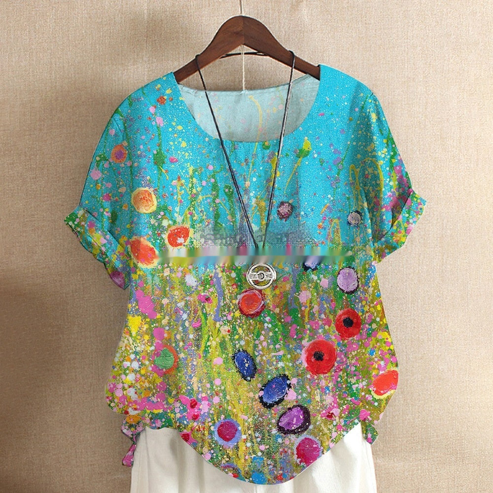 Short-sleeved 3D Digital Printing Top