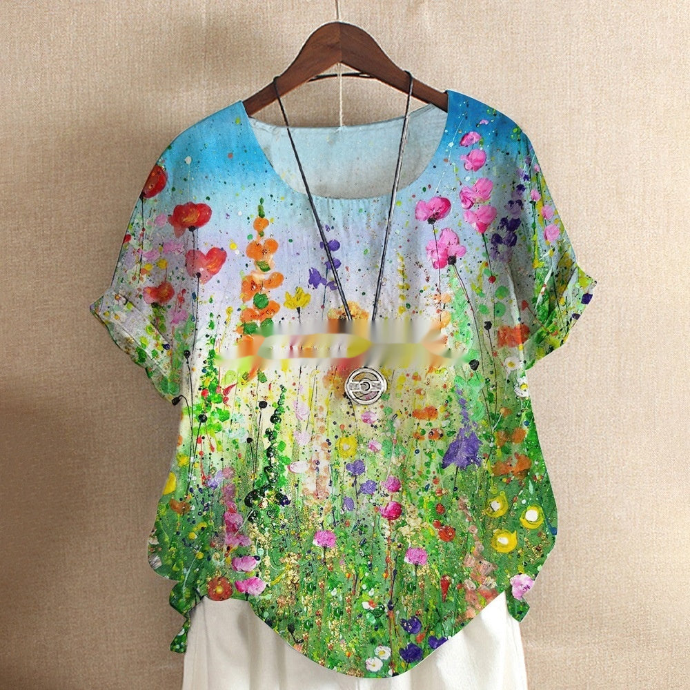 Short-sleeved 3D Digital Printing Top