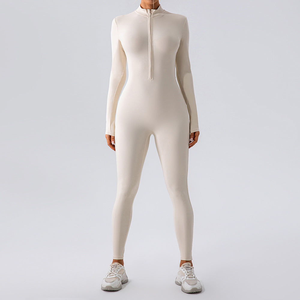 Fleece-lined Long Sleeved Yoga Jumpsuit