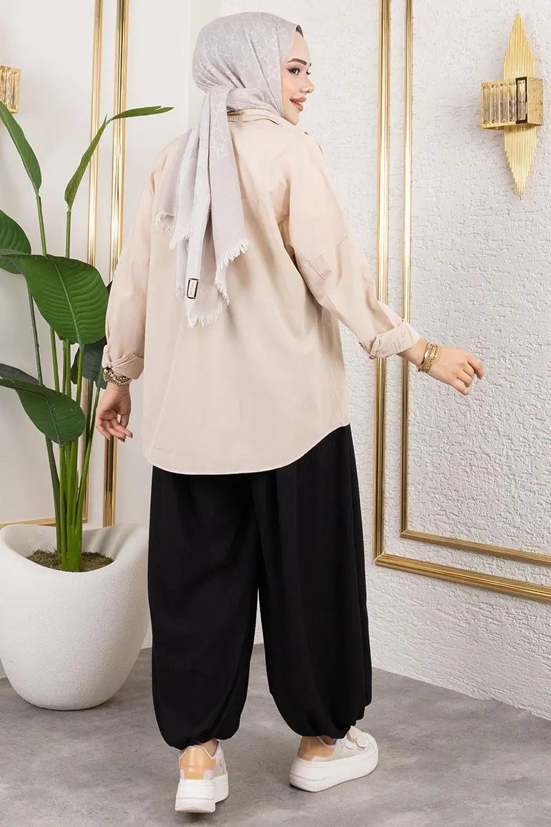Elastic Waist Shalwar Trousers | Black – NEOMODEST product image 4