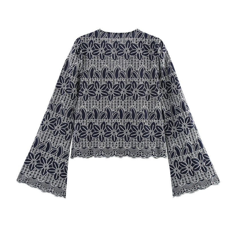 Ethnic Style Embroidered Bell Sleeve Vest Top - Vest Top