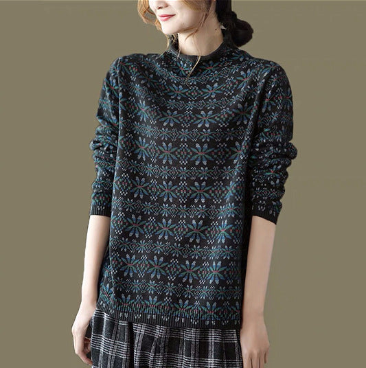 Fashionable All-match Retro Pullover Top For Women - Black / Free Size - top