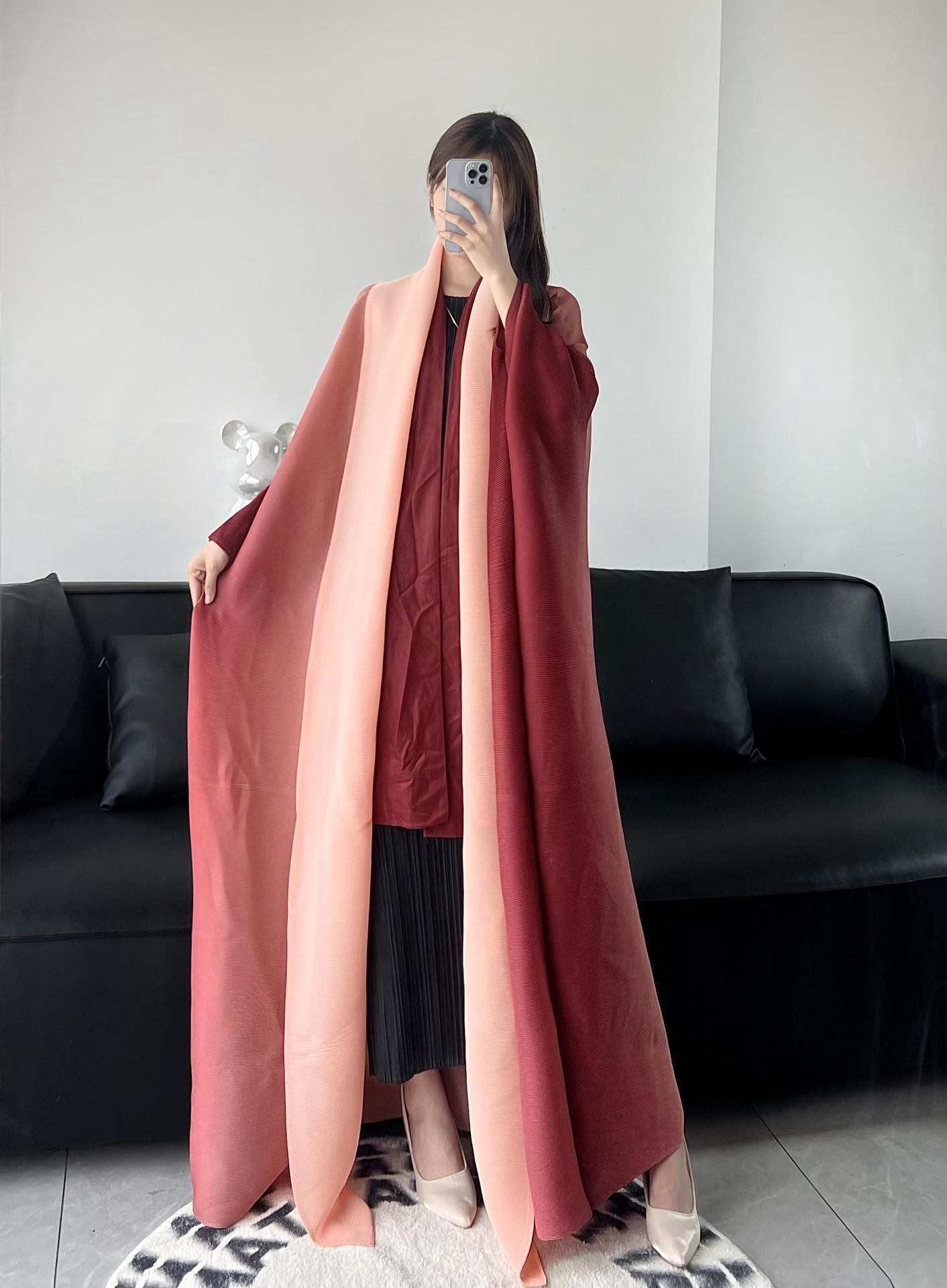 Fashionable Gradient Abaya Cape - Orange / Free Size - Abaya