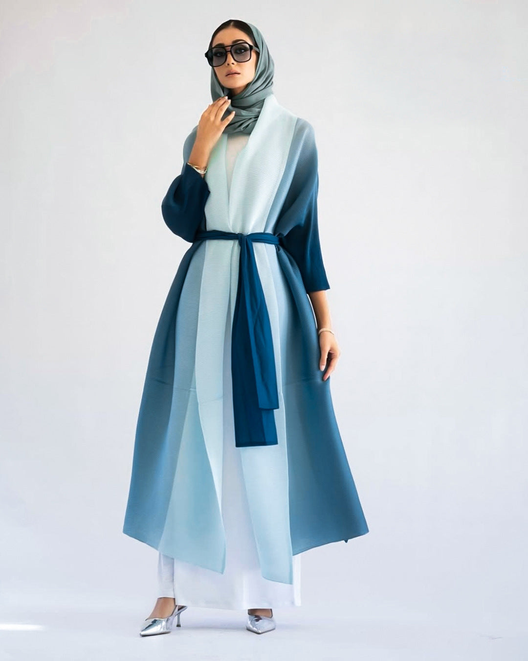 Fashionable Gradient Abaya Cape - Sky Blue / Free Size - Abaya