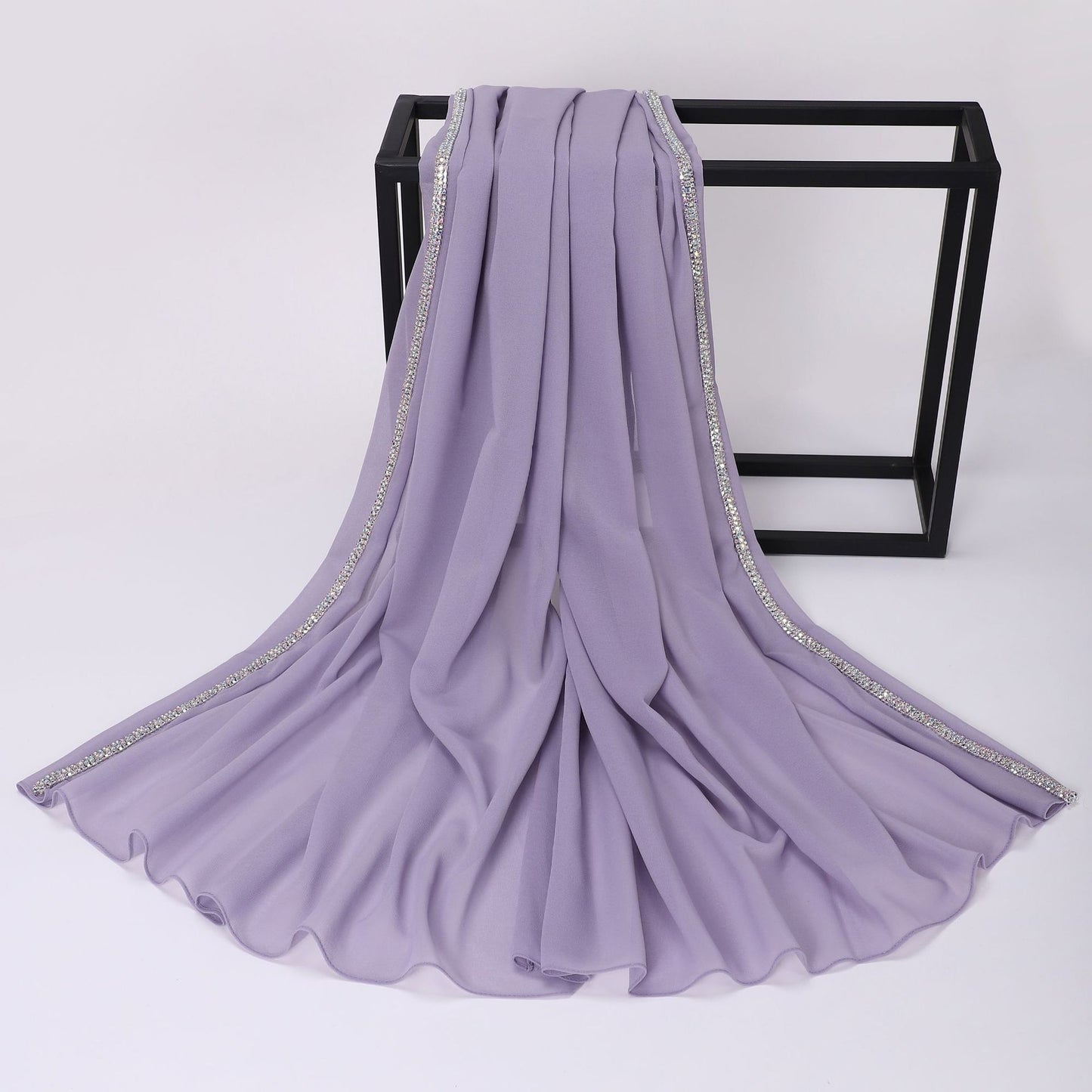High-gloss Diamond Long-edge Chiffon Scarf, Ethnic Scarf, Middle Eastern and African Headscarf, Malay Wrapped Headscarf