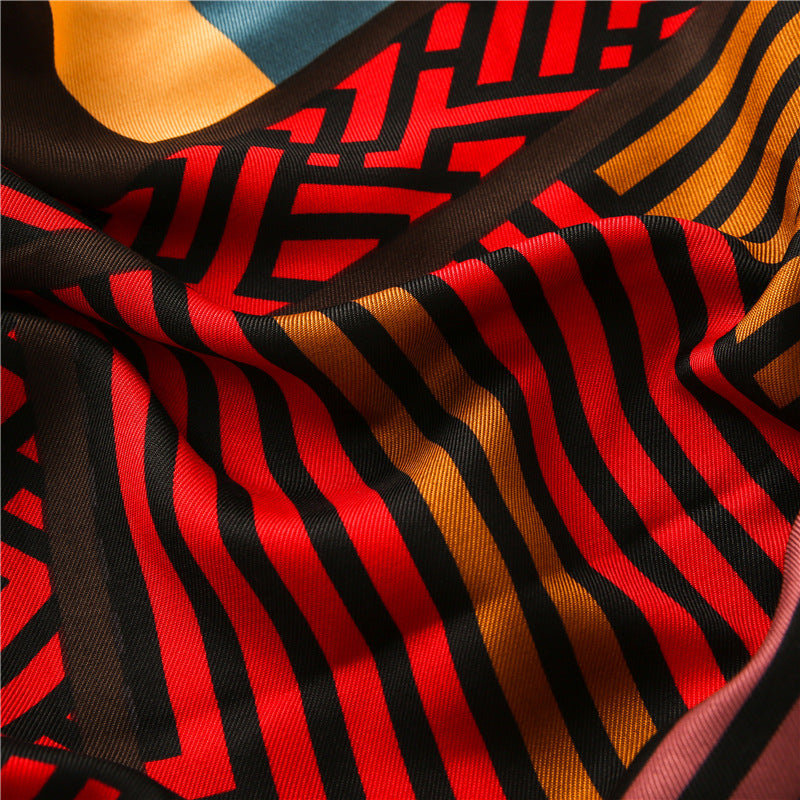 Geometric Cotton Linen Scarf - Red / 180x90cm - Scarf