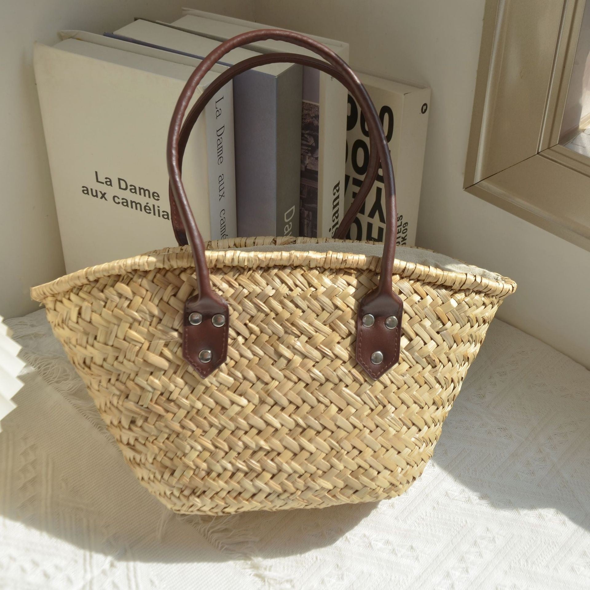 Hand-woven Vintage Basket Bag - Natural Color / 32x12x19 - Bag
